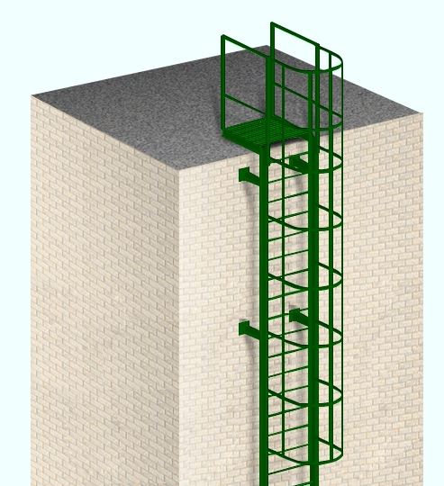 Вертикальная лестница с ограждением